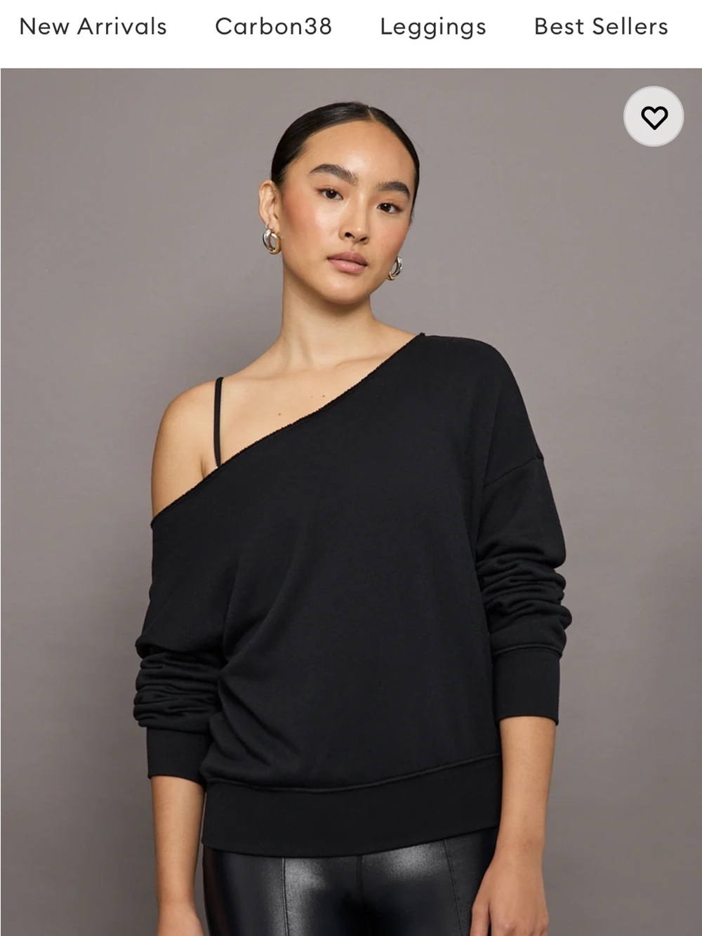 Carbon38 Off-Shoulder Black Pullover Sweatshirt